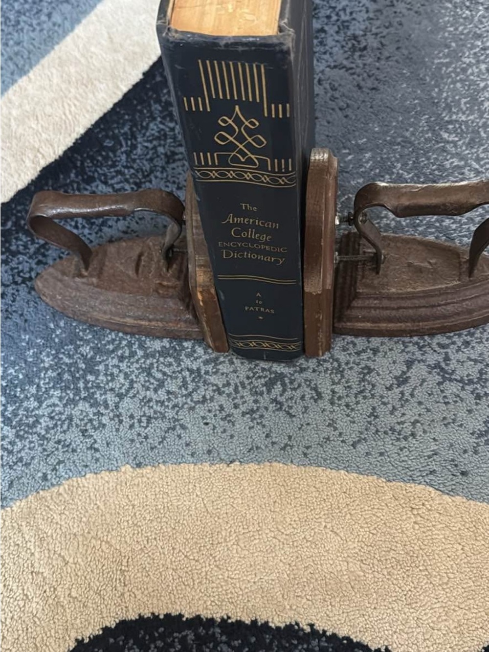 Vintage, Rustic Iron and Wood Bookends